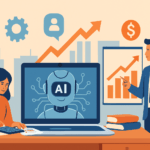Ilustración de inteligencia artificial mejorando la productividad en una pequeña empresa